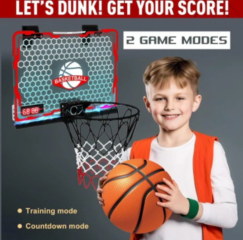 Children Indoor Basketball Framer, Basketball Frame Noise Reduction and 9 Modes, Led Lighting Scratch Resistant Electronic Scoreboard