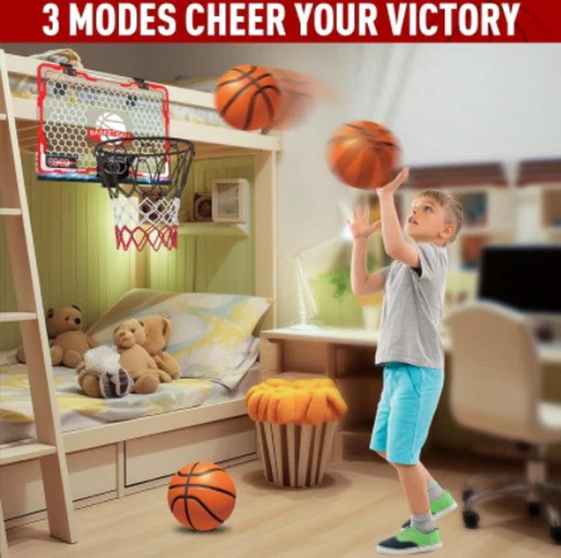 Children Indoor Basketball Framer, Basketball Frame Noise Reduction and 9 Modes, Led Lighting Scratch Resistant Electronic Scoreboard