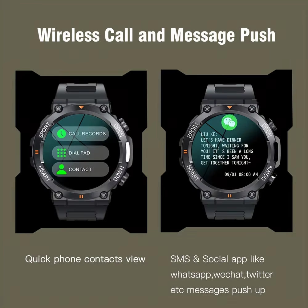 K56Pro Men's Smart Watch with Heart Rate Monitor, Bluetooth Connectivity, 400mAh Long Battery Life, 1.39-Inch HD Display, Ideal for Outdoor Activities