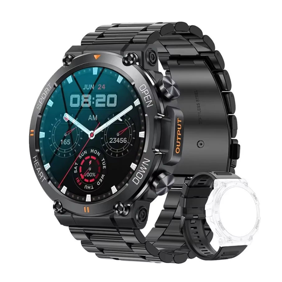 K56Pro Men's Smart Watch with Heart Rate Monitor, Bluetooth Connectivity, 400mAh Long Battery Life, 1.39-Inch HD Display, Ideal for Outdoor Activities